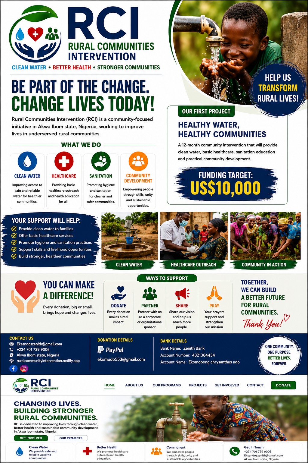 RCI campaign artwork featuring clean water and community action